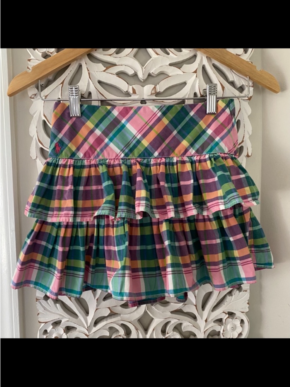 Ralph Lauren VTG Girls Plaid Tiered Spring Skirt Preppy Academia Sz 6X